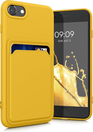 Husa kwmobile compatibila cu Apple iPhone SE (2022) / iPhone SE (2020) / iPhone 8 / iPhone 7 - Husa de telefon din silicon cu slot pentru card - Galben radiant