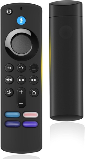 Telecomanda vocala de schimb Glitfix (generatia a 3-a) compatibila cu AMZ Fir-e TV Stick (generatia a 2-a si a 3-a), TV Stick (4K, 4K Max, Lite, HD), Fir-es TV Cube (generatia a 2-a si a 3-a), cu Bluetooth si 4 taste rapide