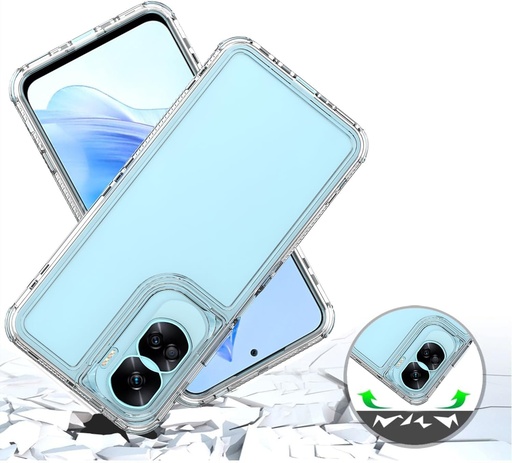 Carcasa transparenta Sawiqpd pentru telefon Honor 90 Lite 5G, carcasa subtire din silicon, transparenta, cu protectie, moale, TPU, 3 in 1, rezistenta la socuri, pentru Honor 90 Lite 5G [fara protectie de ecran inclusa]