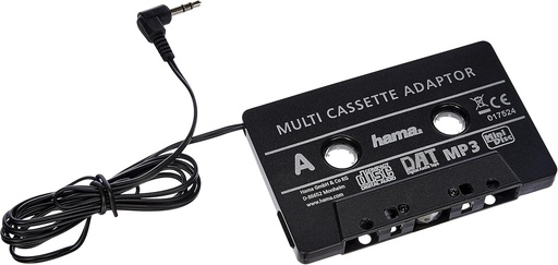 Adaptor casetofon auto Hama (smartphone-uri/MP3/CD playere/iPod/tablete pe radio auto, casetofon cu mufa jack de 3,5 mm) negru