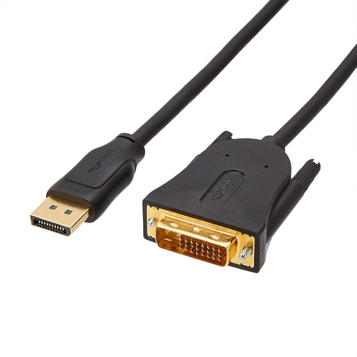 Cablu Amazon Basics DisplayPort la DVI cu conectori placati cu aur, 1,8 m, negru