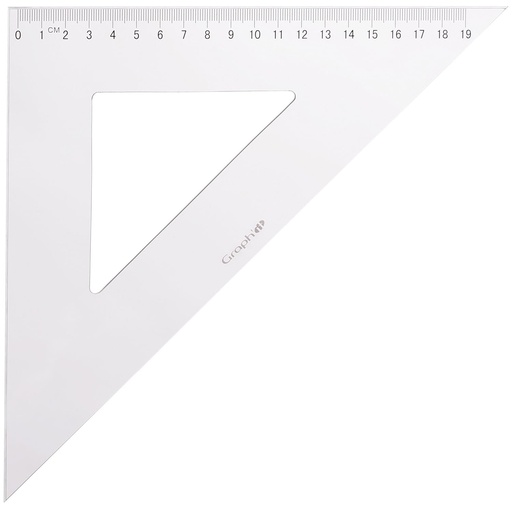 Graph'it - Echer transparent din plastic gradat de 30 cm - 45 de grade - Instrument de desen scolar si profesional - Margine dubla rezistenta la pete