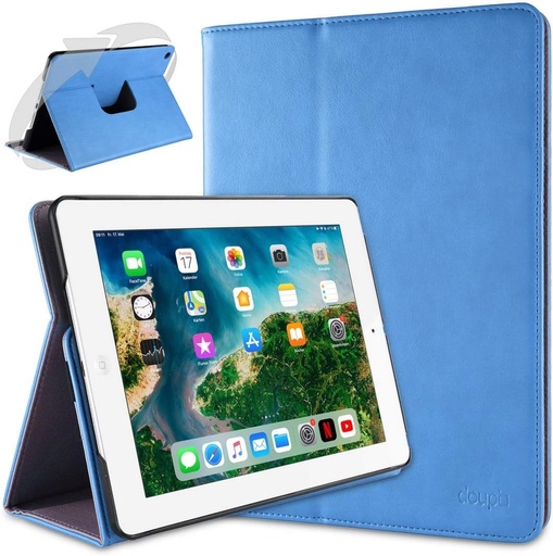 Husa rotativa doupi pentru iPad 2 3 4, husa de protectie inteligenta Deluxe la 360 de grade, husa din piele ecologica, albastra