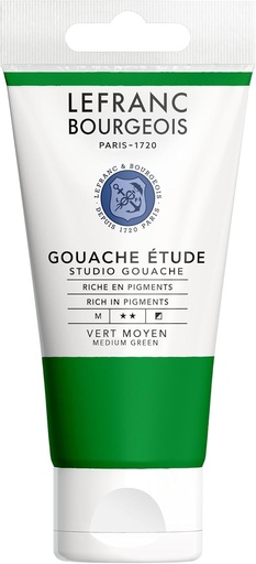 Lefranc Bourgeois 301923 Studio Guache, culori vii, rezistente la lumina, opace in tub de 80 ml - verde mediu